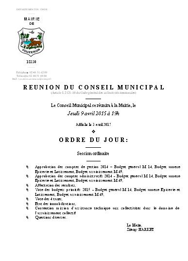 Réunion conseil municipal