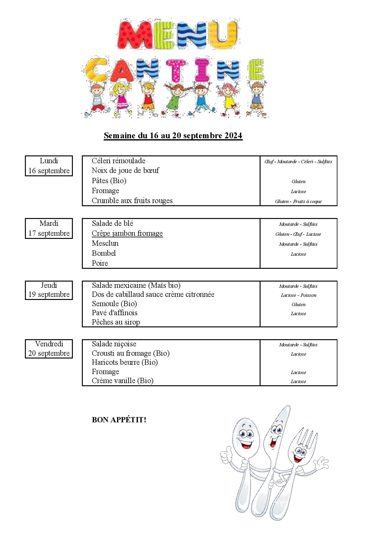 Menu Cantine Herin – Service De Restauration Scolaire Heric – MGNAR